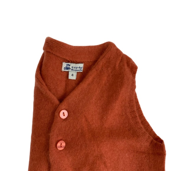 CALYPSO CASHMERE VEST SIZE :4 SO SOFT LAYER PIECE AUTUMN ORANGE 5 BUTTONS - Picture 3 of 3